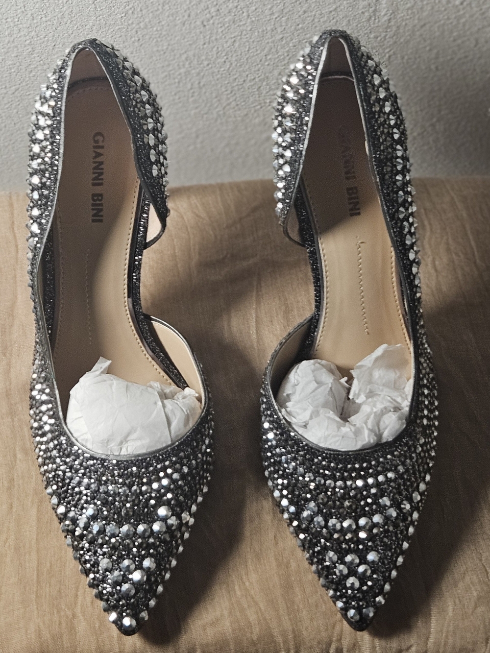 Gianni Bini Women's Black Crystal Pointed-Toe Heels